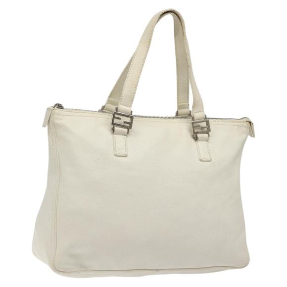 FENDI Hand Bag Leather White Silver - Picture 1 of 12